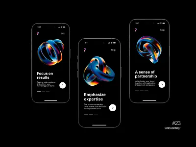 Marketing Agency Onboarding 3d dark graphic design illustration mobile app design ui ux web design