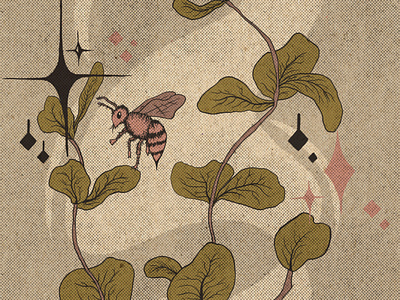 Good luck bee bee and plant bee illustration bee poster digital art good luck good luck poster illustrated bee illustration luck luck design painted bee pink bee plant poster poster design poster illustration print retro poster retro style