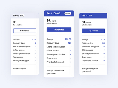 Responsive Pricing Page for Cloud Storage App and Website design figma pricing responsive section ui ux