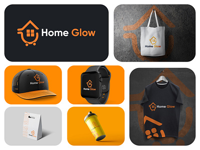 Home Glow, E commers Logo Design. brand identity branding business logo corporate logo dropshipping e commerce apps e commers logo graphic design logo logo design logo mockup minimal logo minimalist design mockup project simple logo social media store logo trending ui