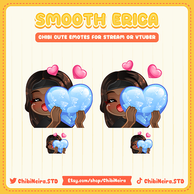 💙Blue Heart Chibi Girl Emotes💙 animation blue chibi emotes concept art custom emotes design digital illustration discord emotes graphic design illustration kick emotes love lovely motion graphics open commission original character personalized emote twitch emotes ych emotes