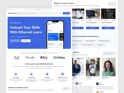 Ethereal Learn - Online Course Website app branding design graphic design icon illustration logo online course web design ui ux vector web web design