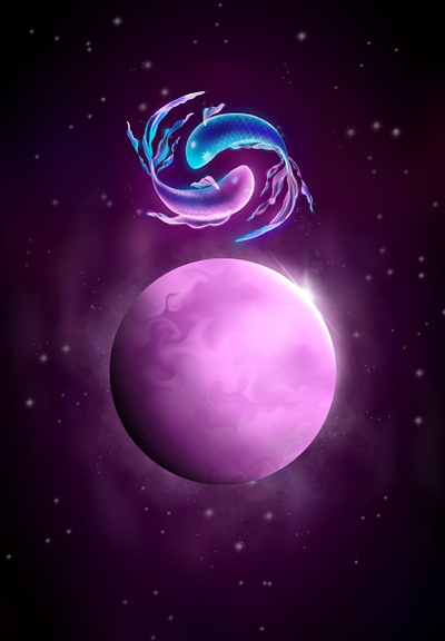 Astrological horoscope Venus in Pisces illustration procreate