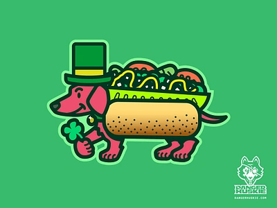 Chicago-style Shamrock Dog chicago clover dachshund dog green illustration illustrator shamrock top hat vector vector art weiner dog