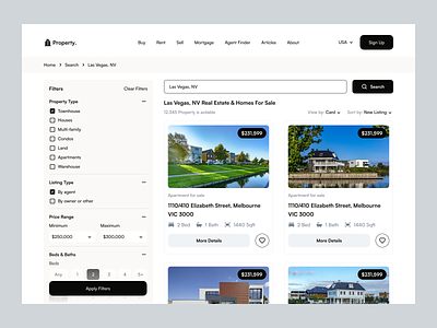 property search in real estate card clean dashboard design filter filters halal property details property list property search real estate real estate web app design rent saas web app search ui uidesign ux web app web design