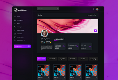 NFT Profile page app blockchain branding design graphic design illustration landingpage logo nft profile profilepage trend typography ui ux vector wallet webdesign