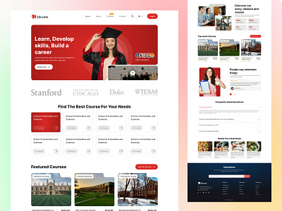 University Website Landing Page Design academy lms branding course course grid design education footer her section home page landing page lms logo testimonial ui ui design ui inspiration university ux design webdesign website