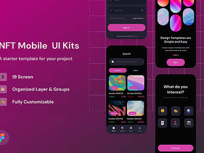 NFT Mobile UI Kit app apps mobile mockup nft nft mobile ui kit prototype ui ui kit
