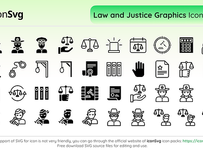 Law, Lawyer and Justice Vector Icon Packs app app icon icon design icon svg iconsvg ui vectors