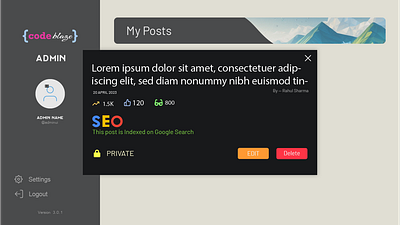 Admin Dashboard Blog Post dashboard modal box popup ui web