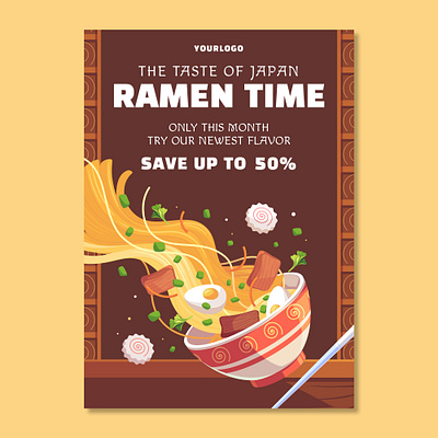 Japanese Ramen Poster Template adobe illustrator asian flat flyer food freepik illustration japanese poster ramen template vector