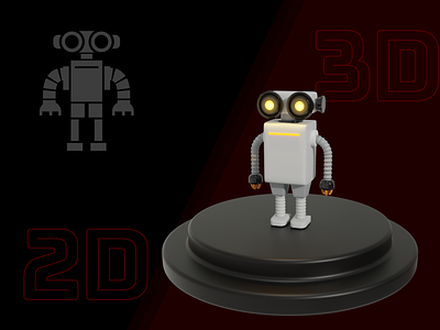 3D Robot 2d to 3d 3d 3d robot design graphic design illustration model modeling robot