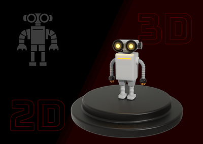 3D Robot 2d to 3d 3d 3d robot design graphic design illustration model modeling robot