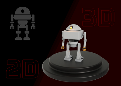 3D Robot 2d to 3d 3d 3d robot design graphic design illustration modeling robot