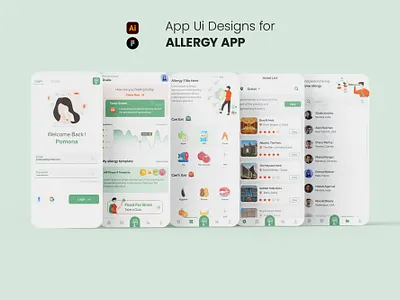 Pomona Allergy Mobile App allergy app allergy mobile app app design figma app figma ui design healthcare app illustration mobile app ui design ui ux