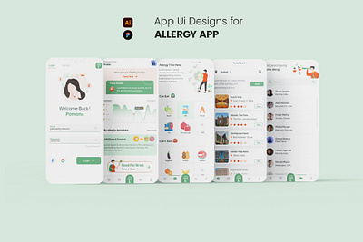 Pomona Allergy Mobile App allergy app allergy mobile app app design figma app figma ui design healthcare app illustration mobile app ui design ui ux