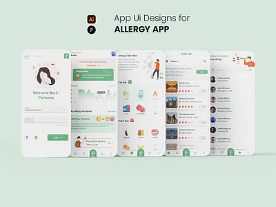 Pomona Allergy Mobile App allergy app allergy mobile app app design figma app figma ui design healthcare app illustration mobile app ui design ui ux