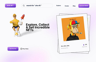 NFT Fornt Page Concept 3d app branding design graphic design illustration ui ux vector