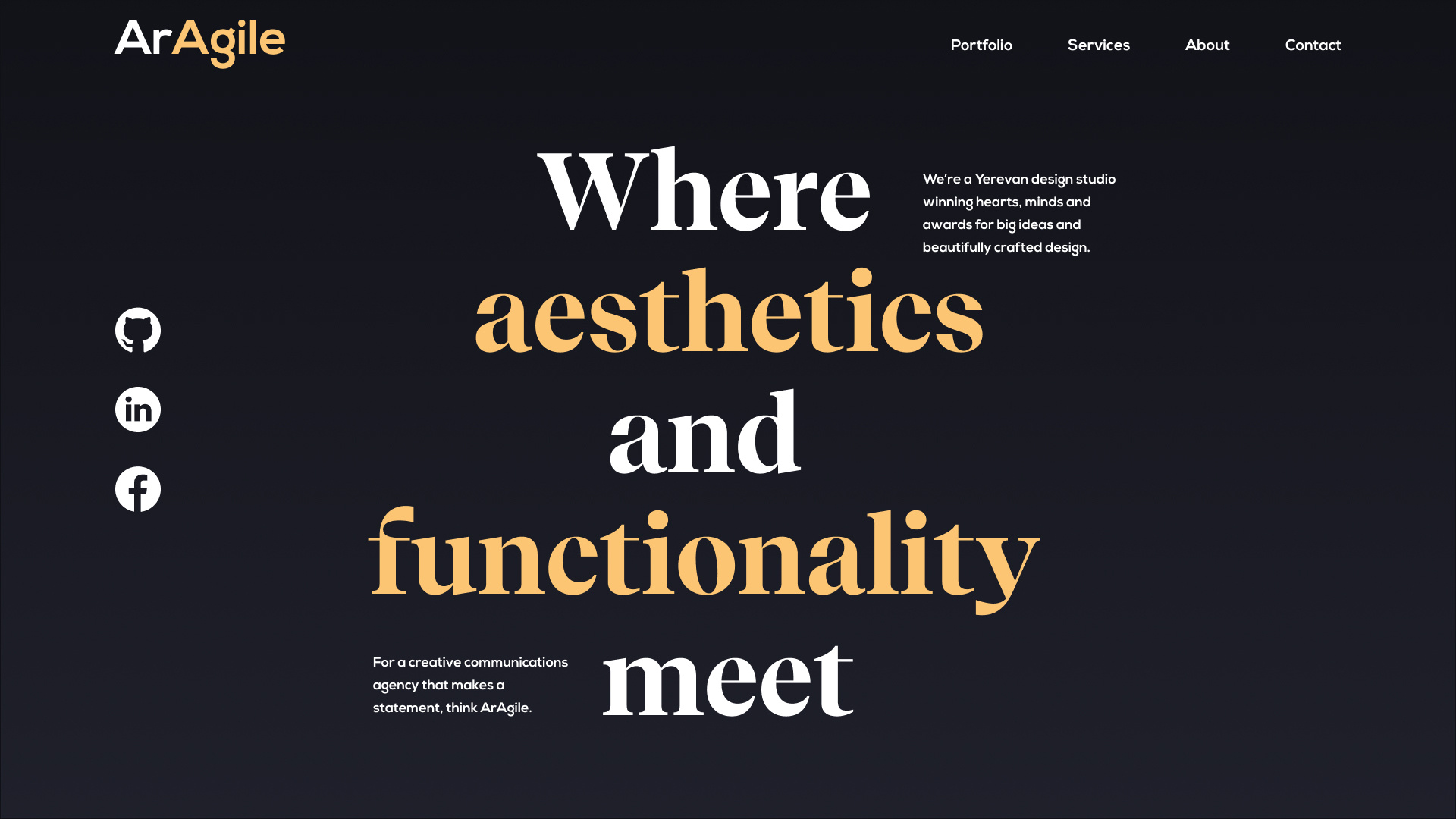 Aragile.com creative dark design digital agency figma typography ui ux