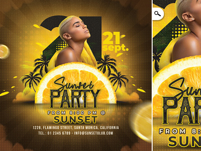 Sunset Party Flyer bash club dj eve event flyer moon night party special spring template