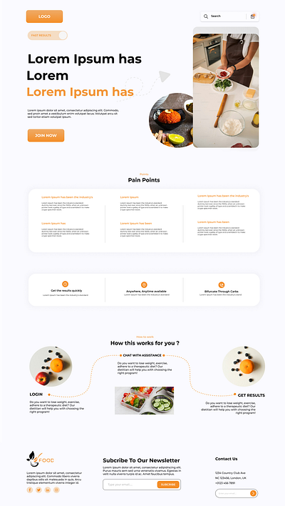 Landing Page Design design figma landing page layout nutrition receipe ui ux web design