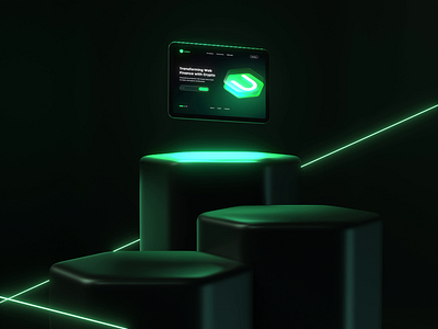 Unero — Crypto service 3D concept 3d animation 3d mockup 3d scene abstract bitcoin blockchain concept crypto cyberpunk dark defi futuristic green hero section hexagon landing laser mobile version neon tablet