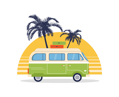 Beach summer car beach summer car branding car graphic design print vector