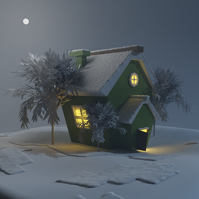 Stylized Winter Cottage 3d animation game game art game asset illustration motion graphics props