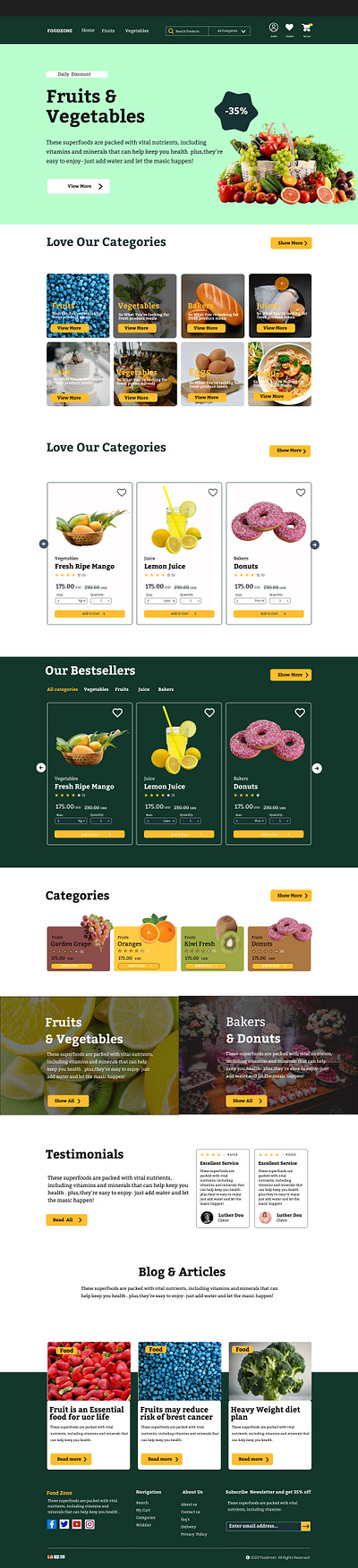 FoodZone Ecommerce website design. foodshop ui uiux design