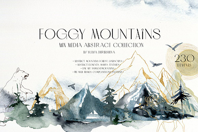 Foggy mountains & forest Watercolor clipart watercolor forest animals forest background forest silhouette forest wedding landscape misty forest misty landscape misty mountains mountain illustration mountain landscape mountain logo mountain pattern mountain vector mountain watercolor