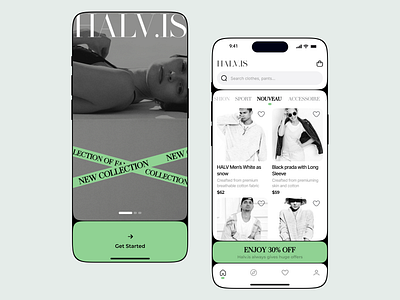 Halv - Clothing App app app design cloth clothing e commerce e commerce app fashion fashion app marque mobile mobile ui online store shop store ui design