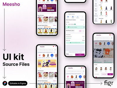 Make Meesho UI your own android app design app ui kit branding design ecommerce editable figma free kit meesho mobile app mockup template ui ui kit ui ux web app web design website
