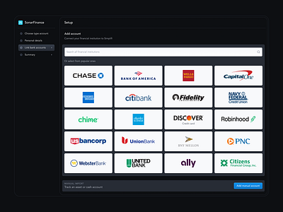 SonarFinance - onboarding step