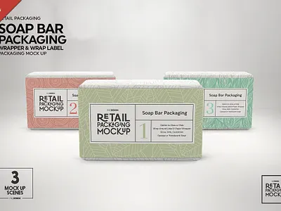 Retail Soap Bar Packaging Mockup bar suds bathroom branding advertising clean glycerin handmade label natural organic packaging paper product retail retail soap bar packaging mockup soap wrap wrap paper