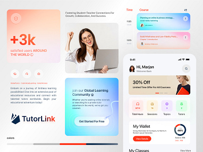 tutorlink _ online Education App clean course course app course tracking digital education e learning education educational learning platform minimal mobile app mobile app design mobile design online education online learning online learning app school study tutor ui ux