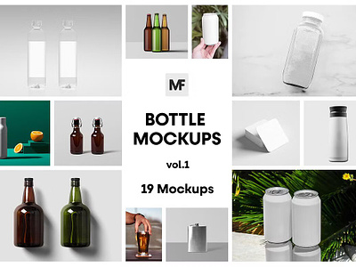 Bottle Packaging Mockups vol.1 beer beer can mockup bottle bottle label mockup bottle packaging mockups vol.1 bottles can coaster drink glass hand holding hip flask juice label olive cork packaging plastic water bottle water bottle mockup wine