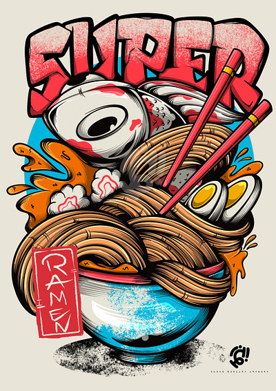 SUPER RAMEN art character design doodle food graphic design illustration japanese noodle ramen vector