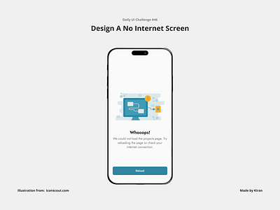 Daily UI Challenge #46 404 design empty state illustration mobile design no internet no internet connection ui uichallenge ux uxdesigner uxui