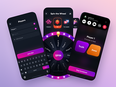 Couples Game - Spin the Wheel | Mobile App communication couples game dare date entertainment fortune game love mobile app party players relationship relaxation social spin trust ui ux wheel wish
