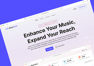 MusicPulse Hero Page dashboard music product ui ux