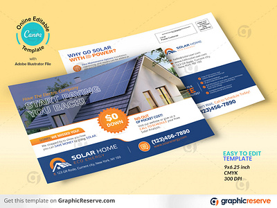 Solar Promotional Direct Mail EDDM Template Canva direct mail eddm postcard solar solar design family solar eddm postcard solar energy postcard solar mailer design solar marketing material design solar postcard solar promotional offer postcard