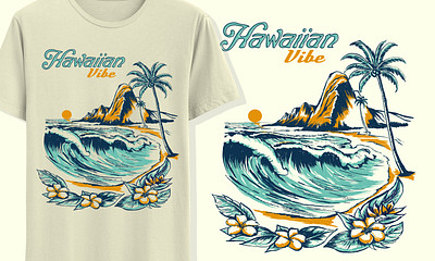Beach Theme Tshirt beach hawaii hawaiian illustrated tshirts illustration sea t shirt tshirt design