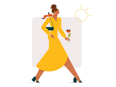 Yellow dress 2d character design fashion fashion illustration flat illustration girl graphic design illustration stylish woman vector woman