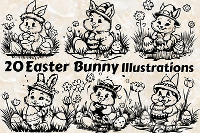 20 Easter Bunny Illustrations 3d abstract art aesthetic aesthetic print aesthetic printable aesthetic wall art animation artist branding design easter easter bunny graphic design illustration logo motion graphics ui