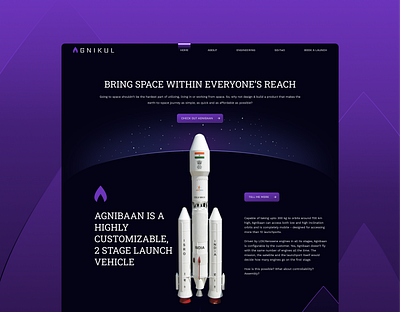 Agnikul Cosmos - Home Page Design - Revamp agnikul dark theme home page landing page rocket ui ux website
