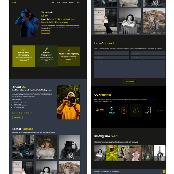 Kilky | Photography Html5 Landing Page Website Template animatio branding css design graphic design html template js logo minimlist website design photography both photography website responsive responsive website startup wordpress template ui vector web web designing website wordpress