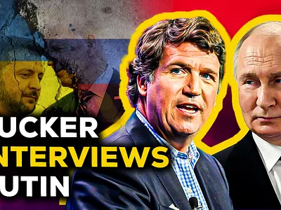 Thumbnail Design for YT with brand colors banner ad branding clickbait graphic design president putin banner russia russia talks thumbnail tucker ukraine war usa vibrant thumbnail youtube thumbnail