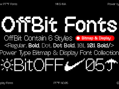 Off Bit Font Collections 101 bitmap bold bitmap font contemporary display font display font various dot bold dot font futuristic graphic design modern font motion off bit font collections poster typeface variations