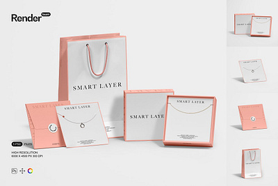 Jewelry Packaging Mockup Set box mockup box packaging design envelope envelope mockup jewelry box jewelry mockup jewelry packaging jewelry packaging mockup set logo mockup necklace packaging paper bag