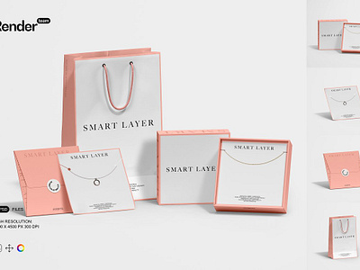 Jewelry Packaging Mockup Set box mockup box packaging design envelope envelope mockup jewelry box jewelry mockup jewelry packaging jewelry packaging mockup set logo mockup necklace packaging paper bag